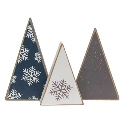 Homegifo 3/set Mini Wooden Snowflake Christmas Tree Sitters In Red