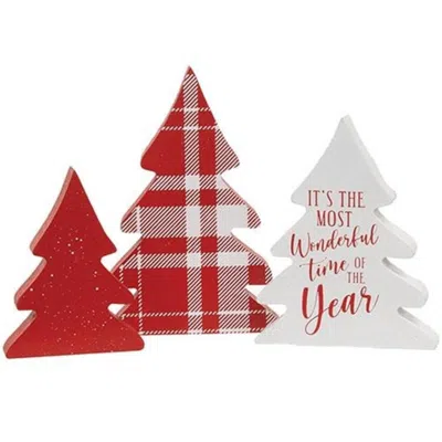 Homegifo 3/set Most Wonderful Time Christmas Tree Sitters In Red