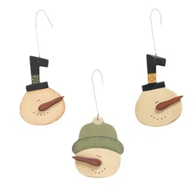 Homegifo 3/set Painted Snowman In Hat Ornaments In Neutral