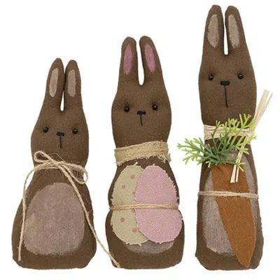 Homegifo 3/set Primitive Chocolate Bunny Family In Brown