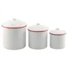 Homegifo 3/set Red Rim Enamel Canisters