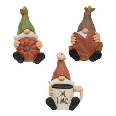Homegifo 3/set Resin Sitting Fall Gnome Figures In Multi