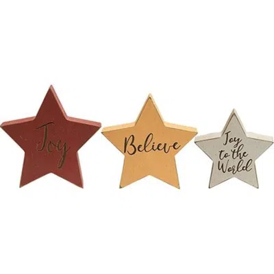 Homegifo *3/set Reversible Christmas Words Chunky Star Sitters In Multi