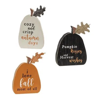 Homegifo 3/set Rustic Fall Words Pumpkin Blocks In Multi