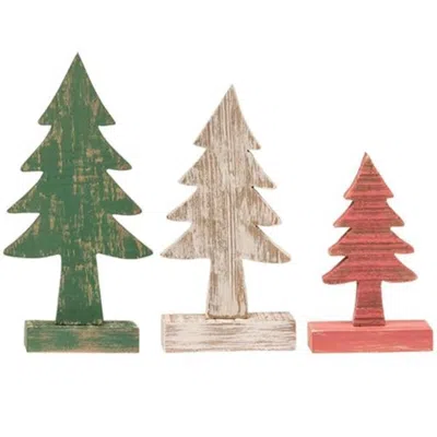 Homegifo 3/set Rustic Wood Christmas Trees In Multi