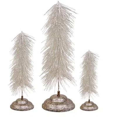 Homegifo *3/set Snowbrush Pine Trees In White