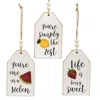 Homegifo 3/set Summer Fruit Distressed Wooden Tag Ornaments