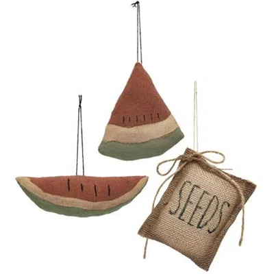 Homegifo *3/set Watermelon Slices & Seeds Ornaments In Multi