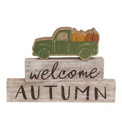Homegifo *3/set Welcome Autumn Green Truck Blocks In Multi
