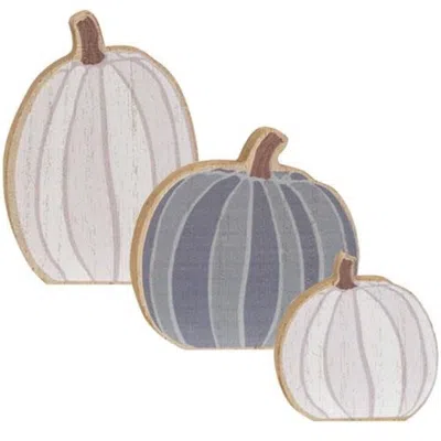 Homegifo 3/set White & Gray Chunky Pumpkin Sitters In Black
