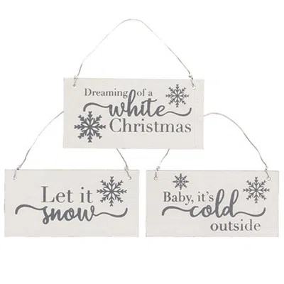 Homegifo 3/set White Christmas Wooden Ornaments