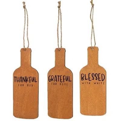 Homegifo *3/set Wine Blessings Bottle Ornaments In Brown