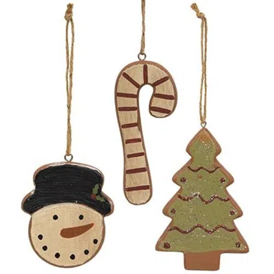 Homegifo 3/set Wooden Christmas Cookie Ornaments In Multi