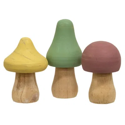 Homegifo 3/set Wooden Mushrooms In Multi