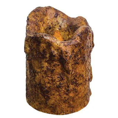 Homegifo 4" Burnt Mustard Dripped Timer Pillar In Brown