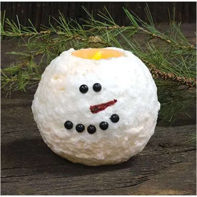 Homegifo 4" Snowman Round Led Candle In White