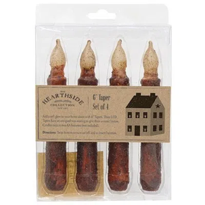 Homegifo 4/pkg Burnt Burgundy Led Tapers In Brown
