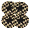 Homegifo 4/set Black & Tan Check Star Applique Round Coasters