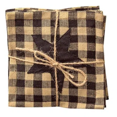 Homegifo 4/set Black & Tan Star Applique Square Coasters In Brown