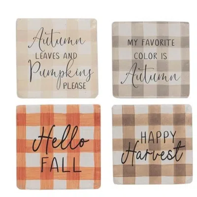 Homegifo *4/set Fall Gingham Resin Coasters In Multi