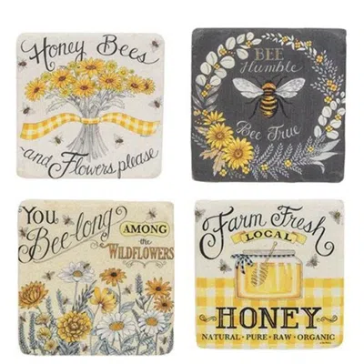 Homegifo 4/set Farm Fresh Honey Resin Coasters In Yellow