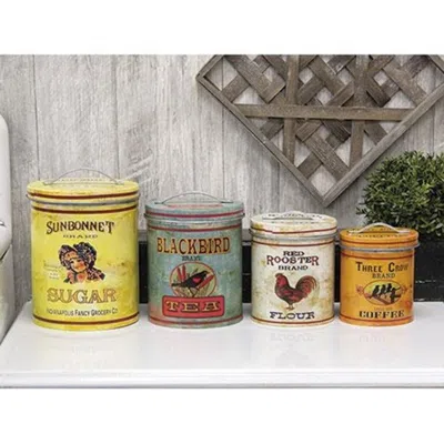 Homegifo 4/set Nesting Vintage Look Kitchen Containers In Multi