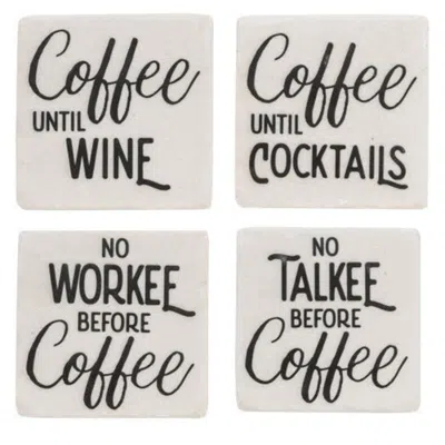 Homegifo 4/set No Talkee Before Coffee Resin Coasters In White
