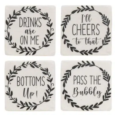 Homegifo 4/set Pass The Bubbly Resin Coasters In Gray