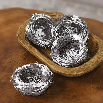 Homegifo 4/set Snow Fallen Birdnests In Metallic