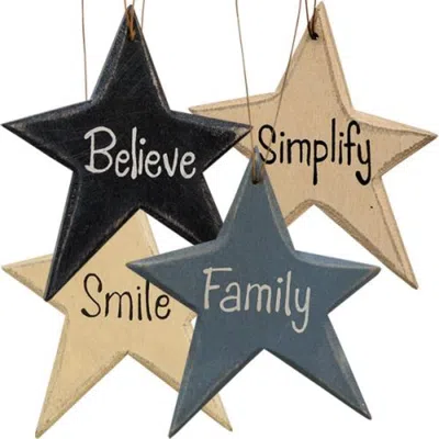 Homegifo 4/set Vintage Star Word Ornaments In Multi