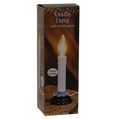 Homegifo 5" White Country Candle Lamp W/non Flicker 7w Bulb In Brown
