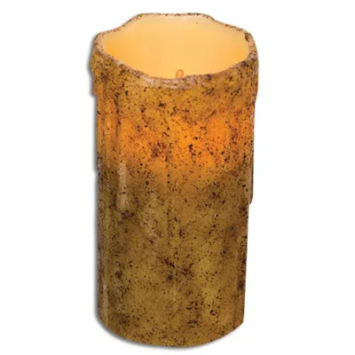 Homegifo 6" Burnt Ivory Drip Timer Pillar In Brown