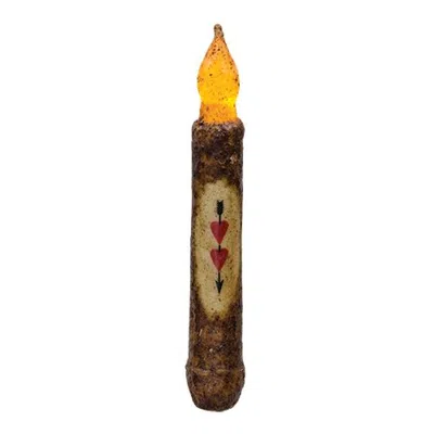Homegifo 6" Burnt Mustard Heart Timer Taper In Brown