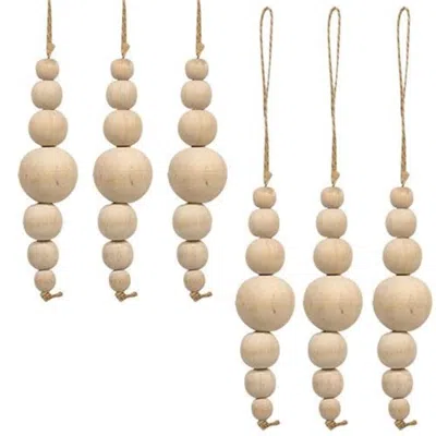 Homegifo *6/set Natural Wooden Bead Ornaments In Neutral