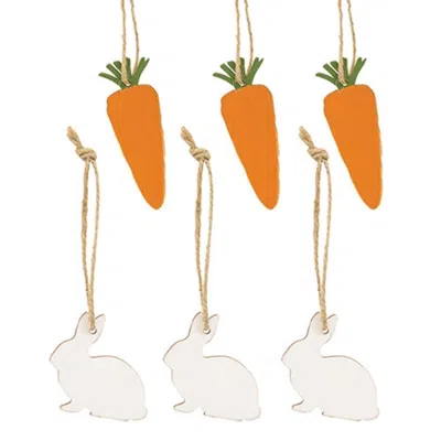 Homegifo 6/set Wooden Bunny & Carrot Ornaments In Orange