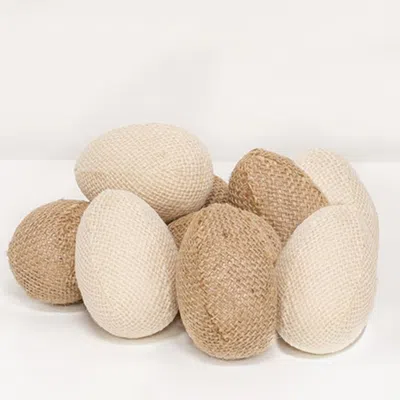Homegifo 9/set Natural & Ivory Burlap Eggs In Neutral