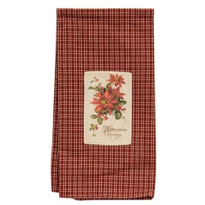 Homegifo *a Christmas Greeting Poinsettia Dish Towel In Red
