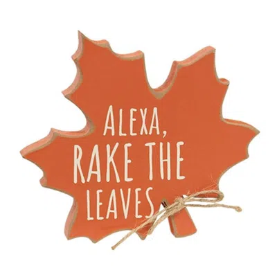 Homegifo Alexa Rake The Leaves Wooden Leaf Sitter In Orange