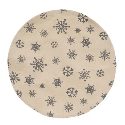 Homegifo Allover Snowflake Gray Round Mat In Neutral