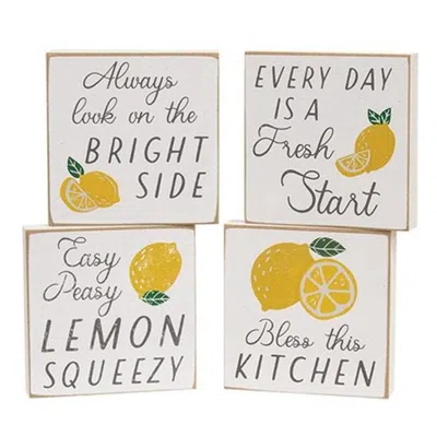 Homegifo Always Look On The Bright Side Square Block 4 Asstd. In White