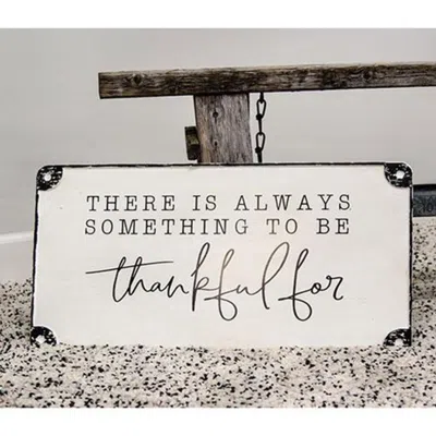Homegifo *always Something To Be Thankful For Distressed Metal Sign In White