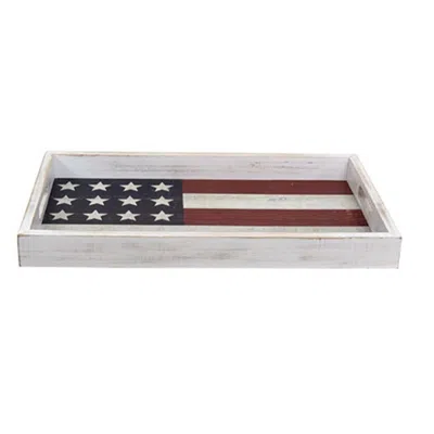 Homegifo American Flag Wooden Tray In Gray