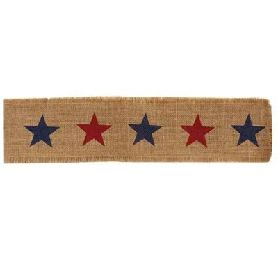 Homegifo Americana Star Burlap Ribbon In Brown