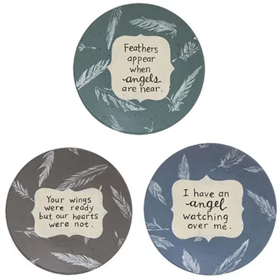 Homegifo *angel Feather Plate 3 Asstd. In Blue