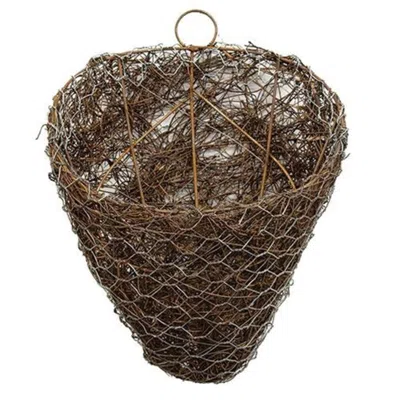 Homegifo Angelvine & Chicken Wire Wall Cone Basket In Brown