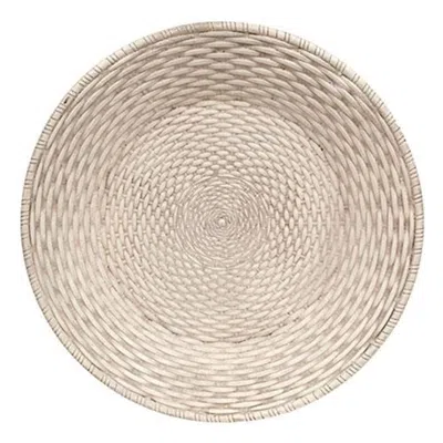Homegifo Antiqued White Basket Weave Plate In Neutral