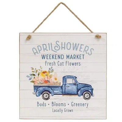 Homegifo *april Showers Weekend Market Wooden Sign In Black