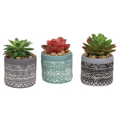 Homegifo Artificial Succulent In Deco Pot 3 Asstd. In Multi