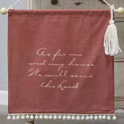 Homegifo *as For Me And My House Fabric Wall Hanging In Pink