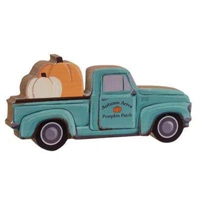 Homegifo Autumn Acres Pumpkin Patch Chunky Wooden Truck In Green